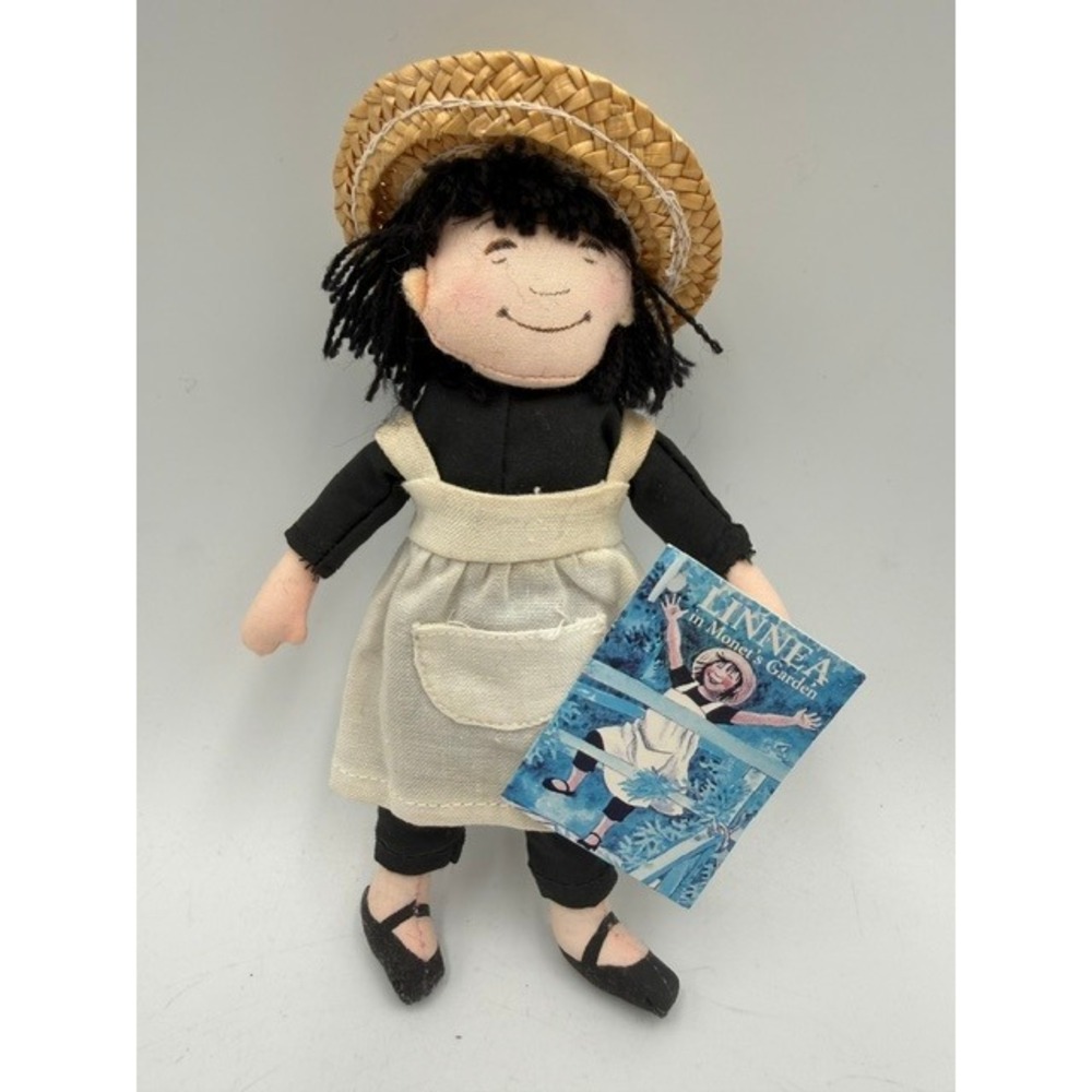 Crocodile Creek Linnea in Monets Garden 6 inch Plush Doll with Apron & Straw Hat